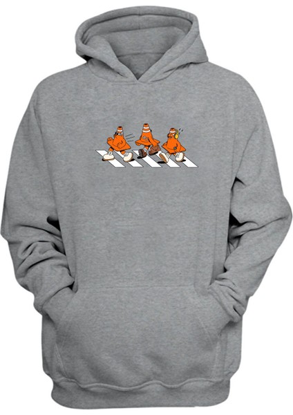 Pontoons At Pedestrian Crossing Baskılı Gri Normal Kalıp Şardonlu Kalın Sweatshirt