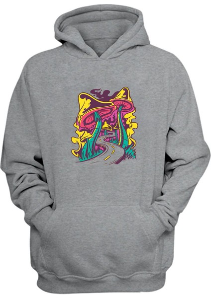 Mushroom Road Baskılı Gri Normal Kalıp Şardonlu Kalın Sweatshirt