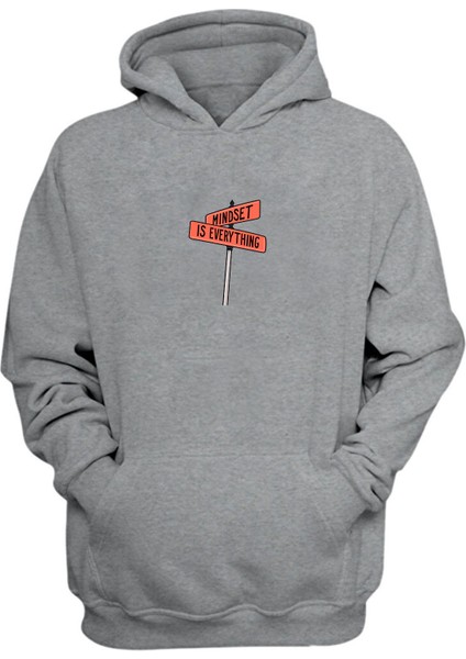 Mındset Is Everythıng Baskılı Gri Normal Kalıp Şardonlu Kalın Sweatshirt