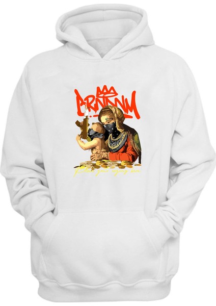 Drnwy, Place Your Saying Here Baskılı Beyaz Normal Kalıp Şardonlu Kalın Sweatshirt
