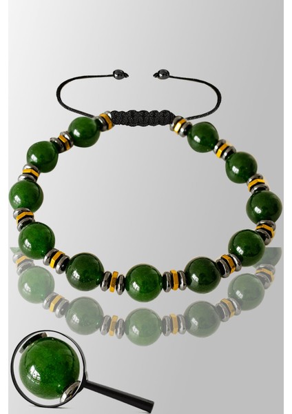 Sertifikalı Gold Silver Hematit Gerçek Zebercet Taşı Bileklik (Peridot Taşı)
