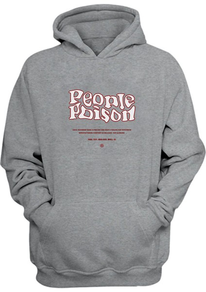 People Poison Baskılı Gri Normal Kalıp Şardonlu Kalın Sweatshirt