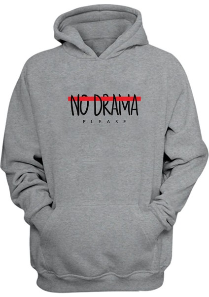 No Drama Please Baskılı Gri Normal Kalıp Şardonlu Kalın Sweatshirt