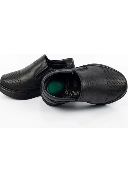 Erkek Siyah Hakiki Deri Topuk Dikeni Için Özel Ortopedik Casual Ayakkabı