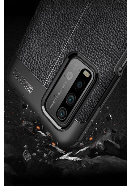 Xiaomi Redmi 9t Kılıf Focus Derili Silikon - Kırmızı 300099