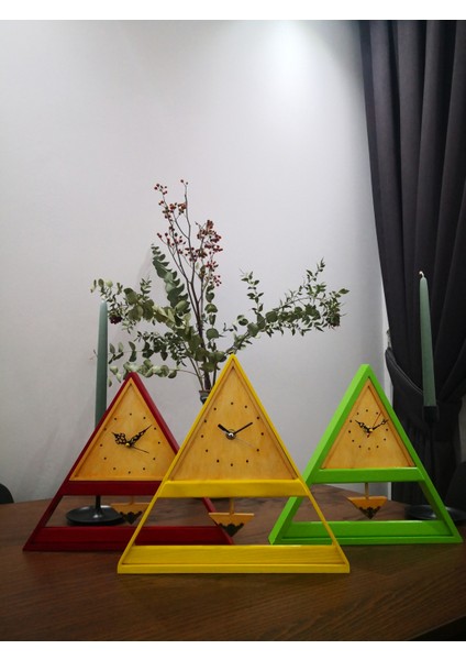 Masa ve Duvar Saati El Yapımı Sarkaçlı Triangle