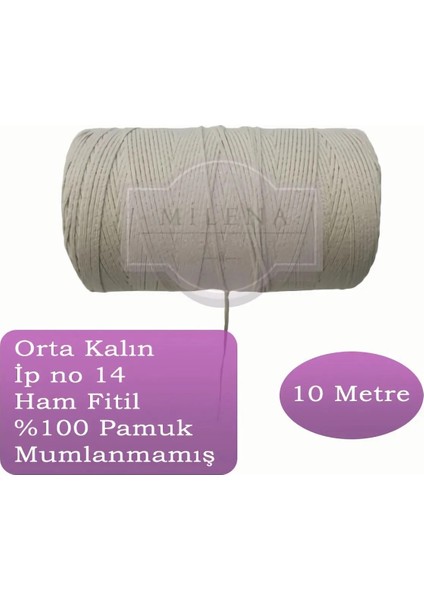 Pamuk Ham Mum Fitili Orta Kalın Ip No. 14 Mumlanmamış 10 Metre