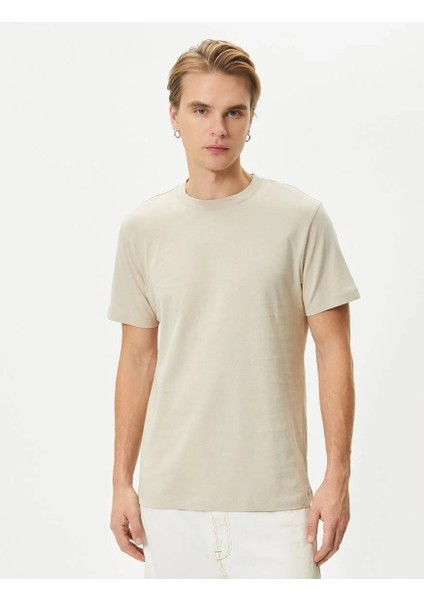 4SAM10160HK Erkek T-Shirt Bej