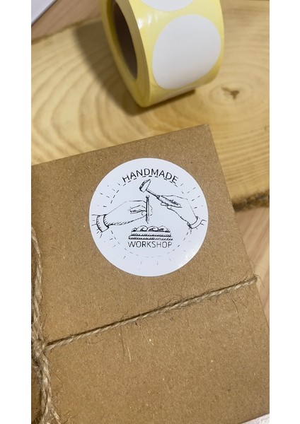 Handmade Workshop Yuvarlak Yapışkanlı Etiket 5X5CM 100 Adet
