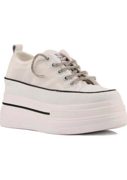 24Y345-10 Kadın Taş Bağcık Sneaker Ayakkabı