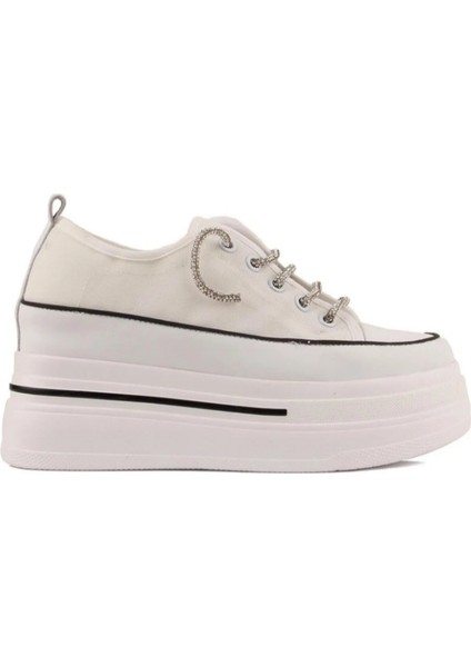 24Y345-10 Kadın Taş Bağcık Sneaker Ayakkabı