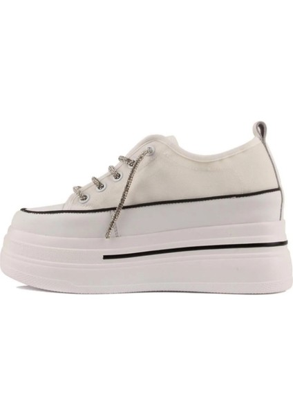 24Y345-10 Kadın Taş Bağcık Sneaker Ayakkabı
