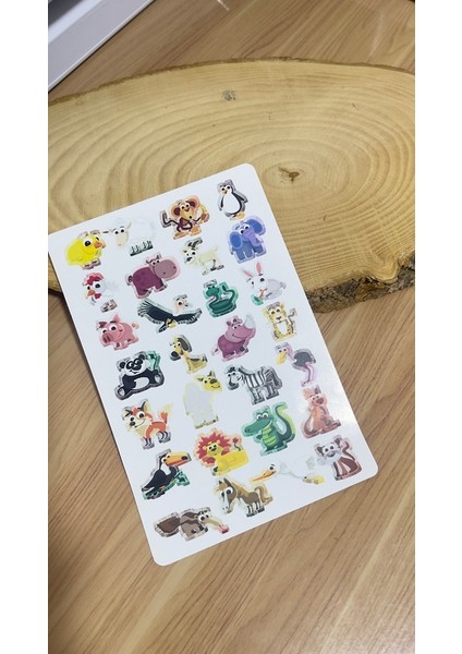 Hayvanlar Sticker Set A5 Kağıt 2 Sayfa Toplam 56 Adet Sticker