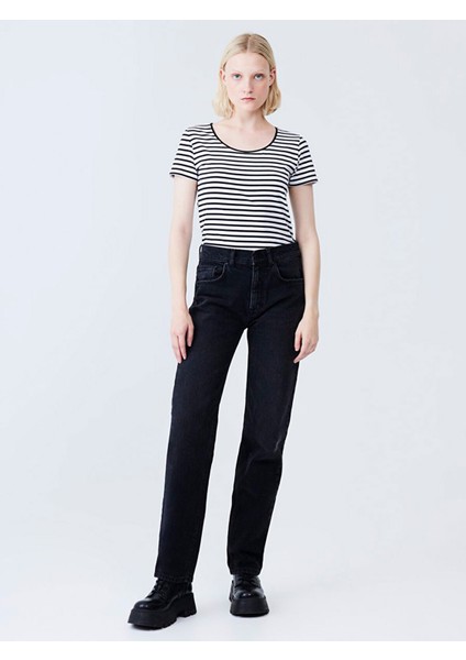 Kadın Lerana Düz Paça Yüksek Bel Jean Pantolon