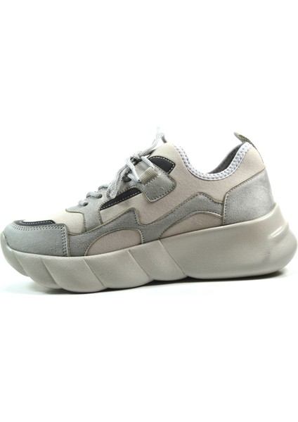 21BY122.X33 Gri Streç Yüksek Taban Kadın Sneaker Ayakkabı