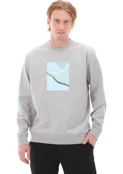 ESWTP0005 Esqudo Sweatshırt Prınt Erkek Sweatshirt Gri