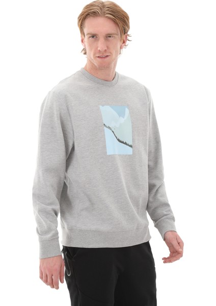 ESWTP0005 Esqudo Sweatshırt Prınt Erkek Sweatshirt Gri