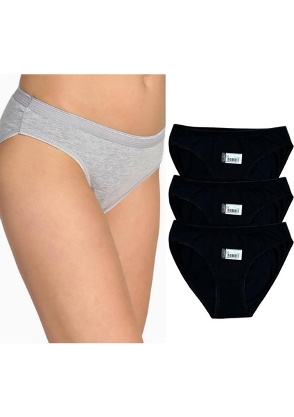 Kadın Suyolu Bikini Slip Külot 3'lü Paket Siyah