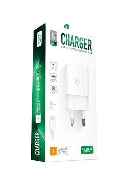X907 Lightning Girişli Iphone Şarj Seti Adaptör ve Lightning Kablo