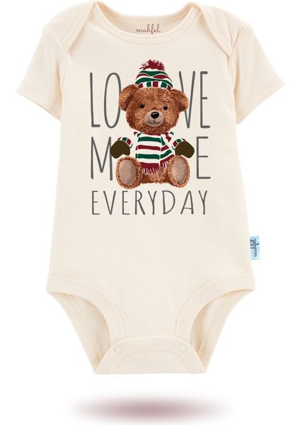 2'li Organik"her Gün Sev Beni" Baskılı Kısa Kollu Bebek Body Zıbın Ekru-Pudra-15-16 fiyatları