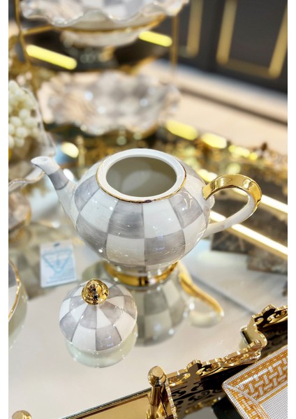 Damalı Gri Küçük Tombul Demlik modelleri