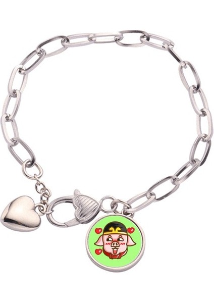 Reference Books Pigsy Heart Chain Bracelet Jewelry Charm Fashion (Yurt Dışından)