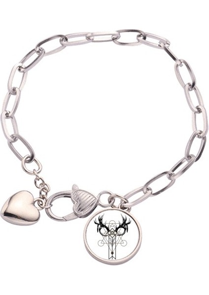 Çizgiler Gizemli Horn Kalp Chain Bracelet Jewelry Charm Modu (Yurt Dışından)