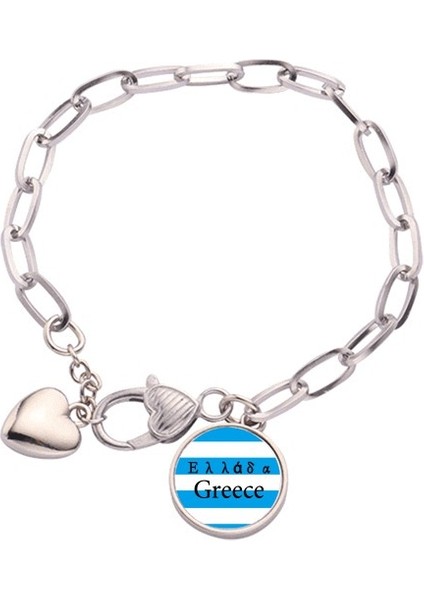 Yunanistan Cumhuriyeti Temsilcisi Metin Kalp Chain Bracelet Jewelry Charm Fashion (Yurt Dışından)
