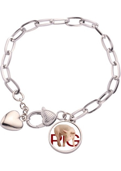 Pig Breeding Animals Art Deco Moda Kalp Chain Bracelet Jewelry Charm Fashion (Yurt Dışından)