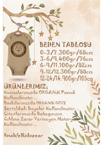 2'li Organik"gökkuşağı" Baskılı Kısa Kollu Bebek Body Zıbın Ekru-Pudra-42-44