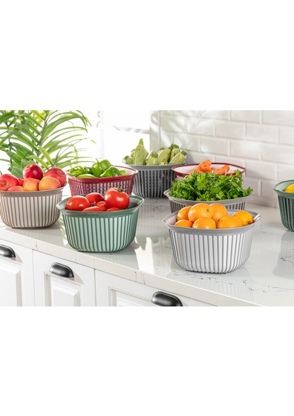 Kare Kase Seti Salata Kabı Renkli Plastik Kap Seti Büyük Orta Küçük