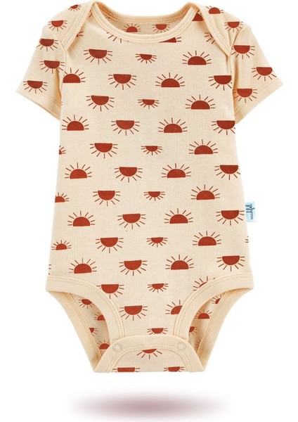 2'li Organik"sirk Eğlencesi" Baskılı Kısa Kollu Bebek Body Zıbın Kısa-Bej-Güneş-99 modelleri