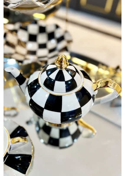 Damalı Siyah Küçük Tombul Demlik indirimleri