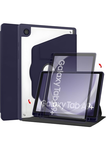 Samsung Galaxy Tab A9 Plus 11 Inç Kılıf Dönebilen Standlı Kalem Bölmeli Tablet Kılıfı Kalemlikli Kapak SM-X210 X213 X215 X217
