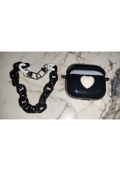 Apple 3. Nesil Uyumlu Kalp Model Silikon Kulaklık Kılıfı Siyah