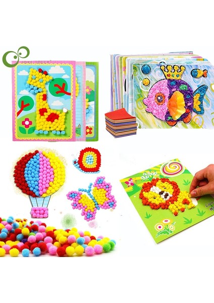 1 Kağıt Boyama Stili Bulmacalar El Sanatları Oyuncak Bebek Çocuk Yaratıcı Dıy Ponpon Topu Kağıt Boyama Çıkartmaları Çocuk Eğitici El Yapımı Malzeme Karikatür Wyw (Yurt Dışından) fiyatları