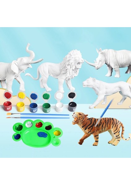 Erkek Aslan Tarzı Çocuklar Dıy Bulmaca Boyama Boyama Orman Hayvan Kaplan Aslan Modeli Set Zanaat Plastik Oyuncak Boyalı Dinozor Beyaz Doğum Günü Hediyesi (Yurt Dışından)