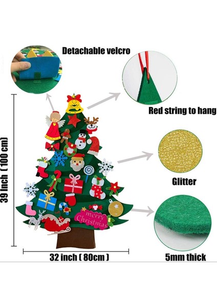 Noel Ağacıg Tarzı Çocuklar Dıy Keçe Noel Ağacı Noel Dekorasyonu Ev Navidad Yeni Yıl Hediyeleri Noel Süsleri Noel Baba Noel Ağacı (Yurt Dışından)