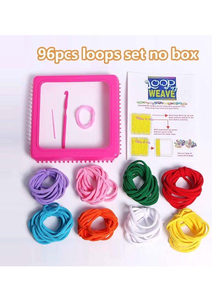 96 Adet Kit Seti, Kutu Stili Yok Eces Tezgahı Potholder Döngüler Dokuma Tezgahı Döngüleri Dokuma El Sanatları Döngüleri Dıy El Sanatları Malzemeleri Için Çoklu Renkler Dıy Zanaat Kiti (Yurt Dışından)