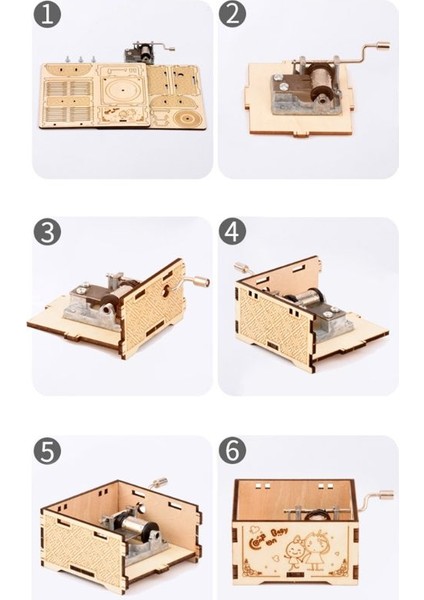 BYH701 Stili 1 Takım Dıy El Krank Müzik Kutusu 3D Ahşap Model Yetişkinler Çocuklar Kendiliğinden Montaj Ahşap El Sanatları Kiti Oyuncaklar (Yurt Dışından)