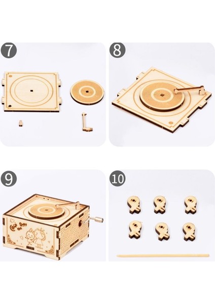 BYH701 Stili 1 Takım Dıy El Krank Müzik Kutusu 3D Ahşap Model Yetişkinler Çocuklar Kendiliğinden Montaj Ahşap El Sanatları Kiti Oyuncaklar (Yurt Dışından)