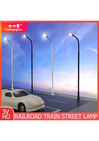 Beyaz Ho Sıcak Beyaz Tarzı 2 Adet Ho Ölçekli Model Lamba Sokak Işıkları Demiryolu Tren Sonrası Sokak Lambaları LED 3V Bulvarotoyolpark Alanı Şehir Düzeni (Yurt Dışından)