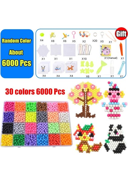 6000 Adet Tarzı Sihirli Su Yapışkan Boncuk Oyuncaklar Dıy Aquabeads El Yapımı Boncuk Oyuncak Eğitici Bulmaca Çocuk Kız Erkek Için Hama Aqua Boncuk (Yurt Dışından)