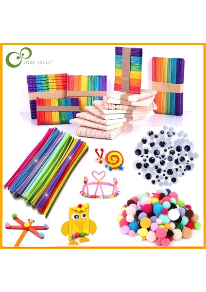 50 Adet Cs 150MM Tarzı Renkli Peluş Çubuklar ve Ahşap Dondurma Çubukları Çocuklar Dıy Sanat El Sanatları Ponponlar Matematik Sayma Eğitim Çubuğu Çocuk Bulmacaları Oyuncak (Yurt Dışından)