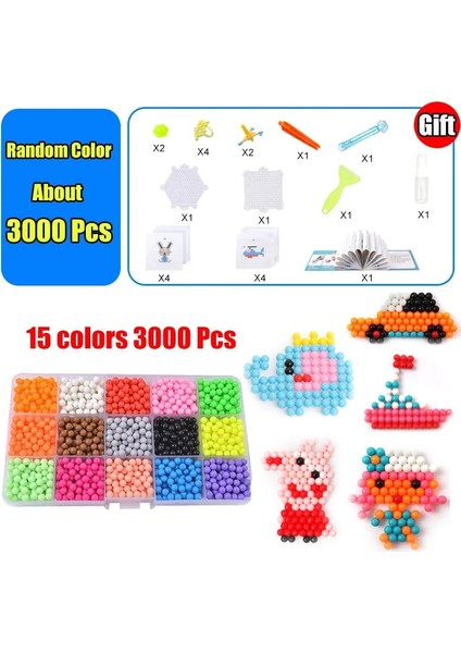 3000 Adet Tarzı Sihirli Su Yapışkan Boncuk Oyuncaklar Dıy Aquabeads El Yapımı Boncuk Oyuncak Eğitici Bulmaca Çocuk Kız Erkek Için Hama Aqua Boncuk (Yurt Dışından)