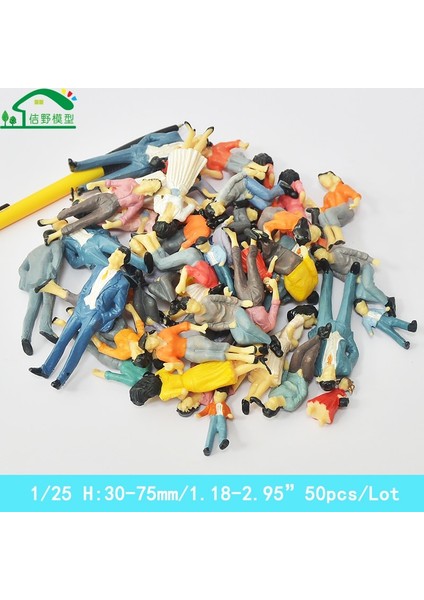 1-25 50 Adet Tarzı Pcslot Mimari Yapı Minyatür Renk Insan Insanlar Plastik Tren Demiryolu Manzara Düzenleri Ölçekli Model Rakamlar (Yurt Dışından)