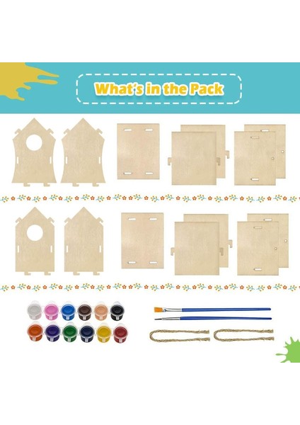 Bir Stil Dıy Mini Ahşap Kuş Evi Boyama Fırçası Renkli Pigment Oyuncaklar Çocuklar Için Eğitici En Iyi Koleksiyon Çocuklar Noel Hediyesi (Yurt Dışından)