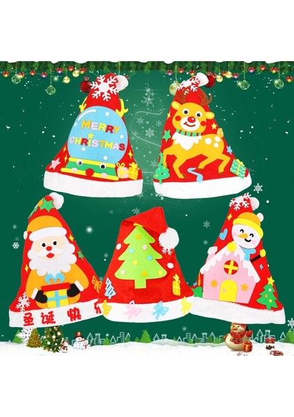 A-4 Stili Çocuklar Dıy El Yapımı Noel Şapka Zanaat Kiti Anaokulu Yaratıcı Dokunmamış Oyuncaklar Karikatür Sanatlar Şapkalar Çocuklar Yetişkinler Için Noel Hediyesi (Yurt Dışından)