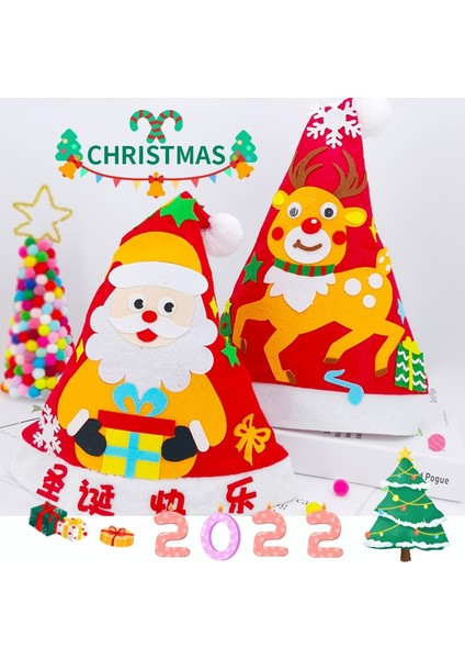 A-4 Stili Çocuklar Dıy El Yapımı Noel Şapka Zanaat Kiti Anaokulu Yaratıcı Dokunmamış Oyuncaklar Karikatür Sanatlar Şapkalar Çocuklar Yetişkinler Için Noel Hediyesi (Yurt Dışından)