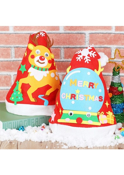 A-4 Stili Çocuklar Dıy El Yapımı Noel Şapka Zanaat Kiti Anaokulu Yaratıcı Dokunmamış Oyuncaklar Karikatür Sanatlar Şapkalar Çocuklar Yetişkinler Için Noel Hediyesi (Yurt Dışından)